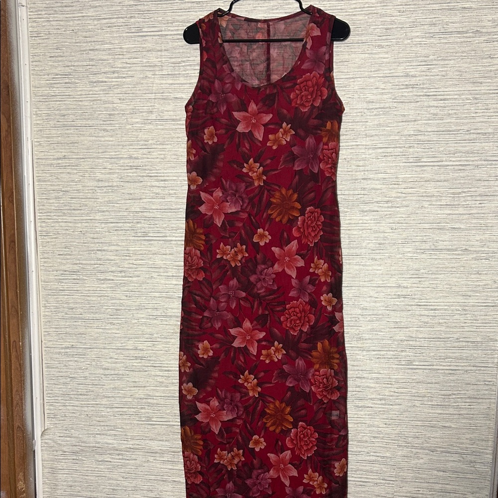 California Concepts Vintage Y2K Floral Sleeveless Red Maxi Dress Large (111)